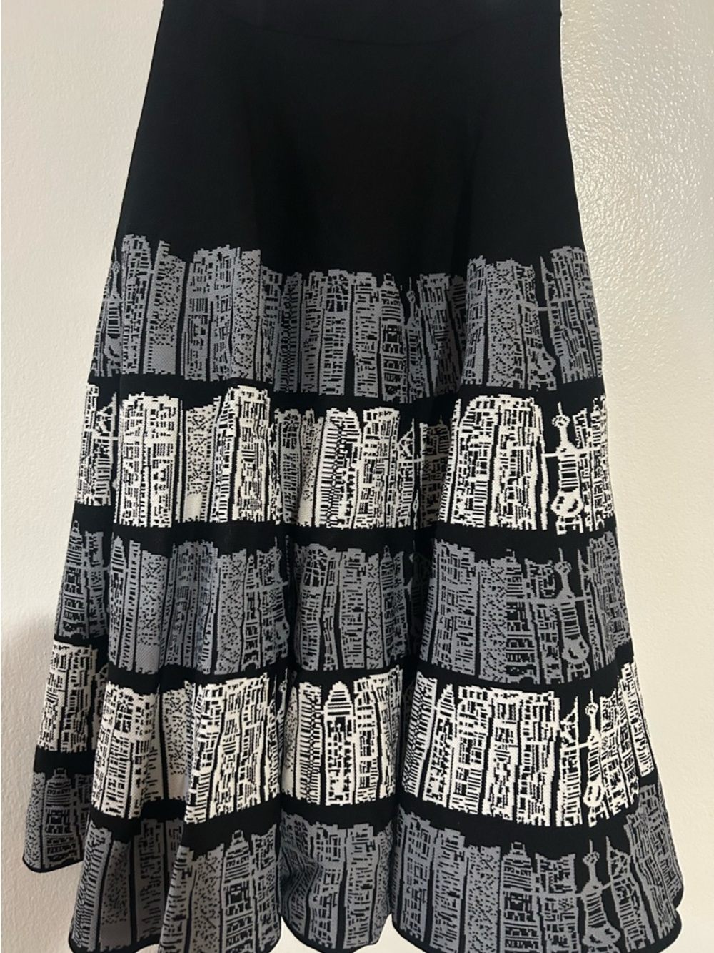 Unique Black and White Patterned A-Line Maxi Skirt